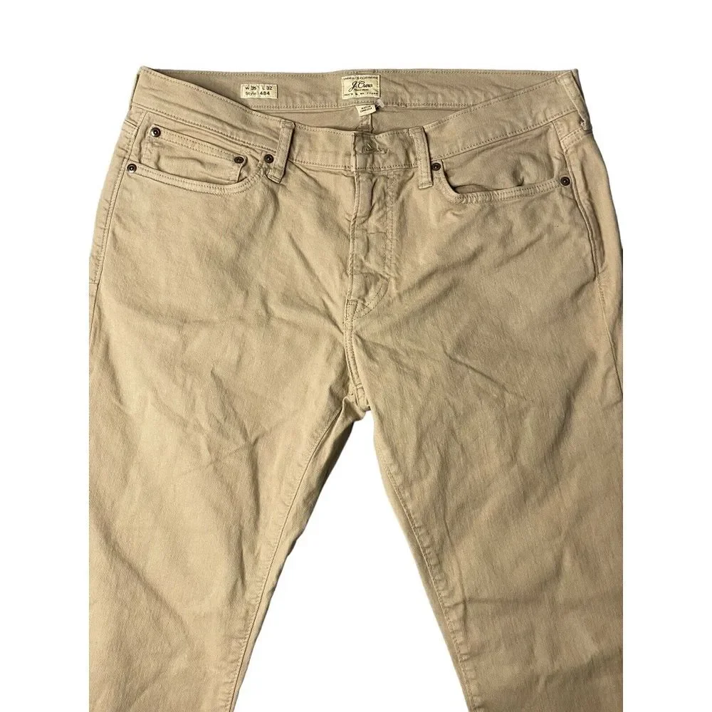 J.Crew Mens 484 Slim-fit Stretch Chino‎ Pants in River Brown Size 35x32